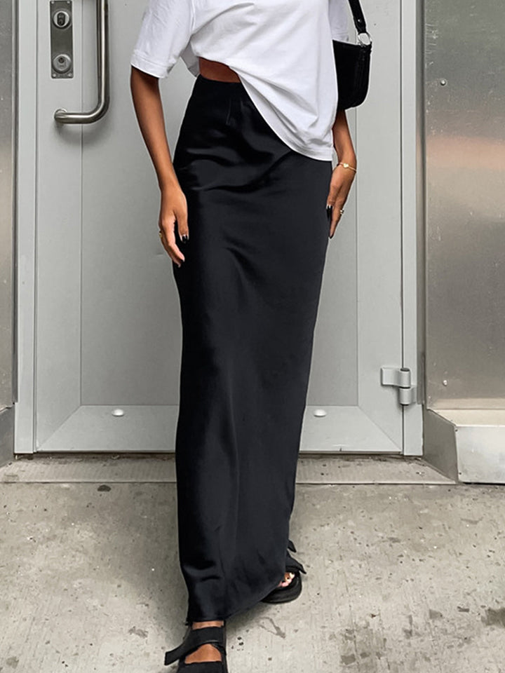 Jupe Maxi Longue en Satin Élastique pour Femme – Confort et Élégance, Ajustement Régulier, Plusieurs Tailles Disponibles-4