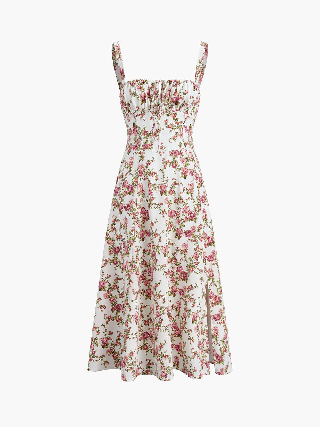Robe Longue Fleurie Femme Sans Manches en Polyester – Élégante Robe Fleurie Chic avec Design Imprimé-4