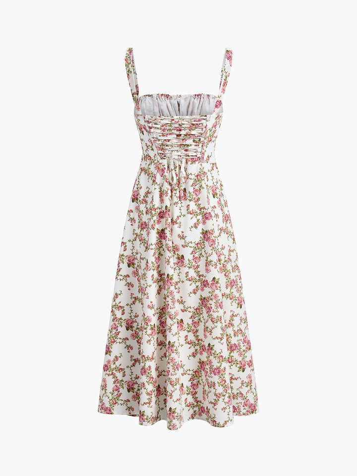 Robe Longue Fleurie Femme Sans Manches en Polyester – Élégante Robe Fleurie Chic avec Design Imprimé-5