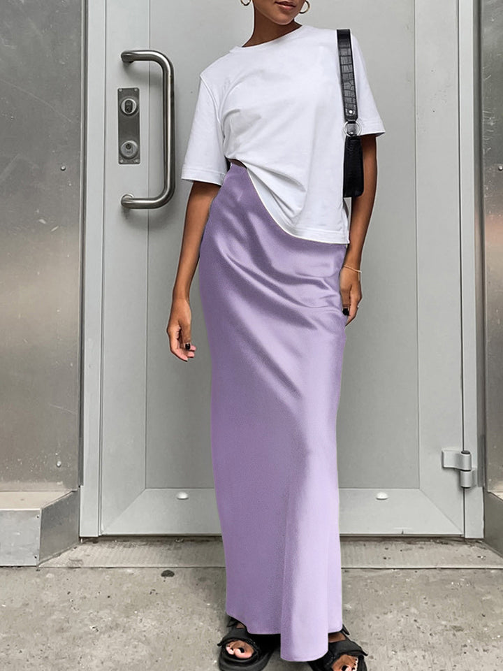 Jupe Maxi Longue en Satin Élastique pour Femme – Confort et Élégance, Ajustement Régulier, Plusieurs Tailles Disponibles-6