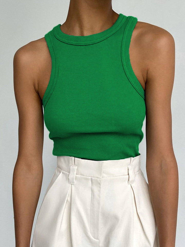 Variant image for Débardeur Crop Femme en Coton et Polyester, Décolleté Équipage, Disponible en Blanc et Noir, Confortable et Élégant-11