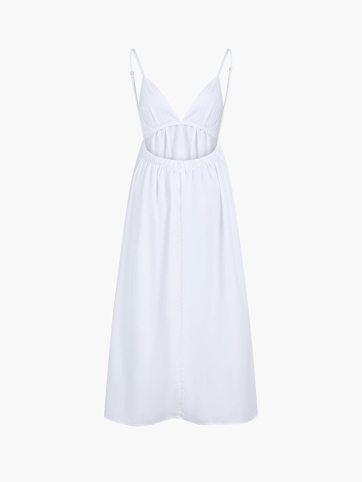 Robe Longue Femme en Coton Sans Manches Décolleté en V – Robe Longue Été Maxi Chic et Décontractée-6