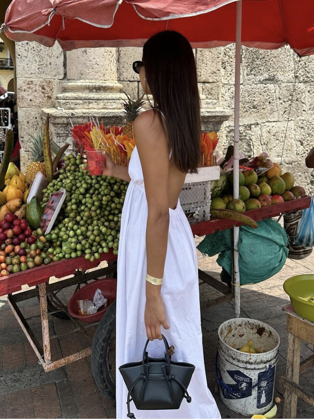 Robe Longue Femme en Coton Sans Manches Décolleté en V – Robe Longue Été Maxi Chic et Décontractée-4