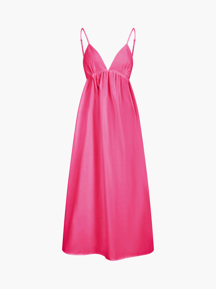 Variant image for Robe Longue Femme en Coton Sans Manches Décolleté en V – Robe Longue Été Maxi Chic et Décontractée-11