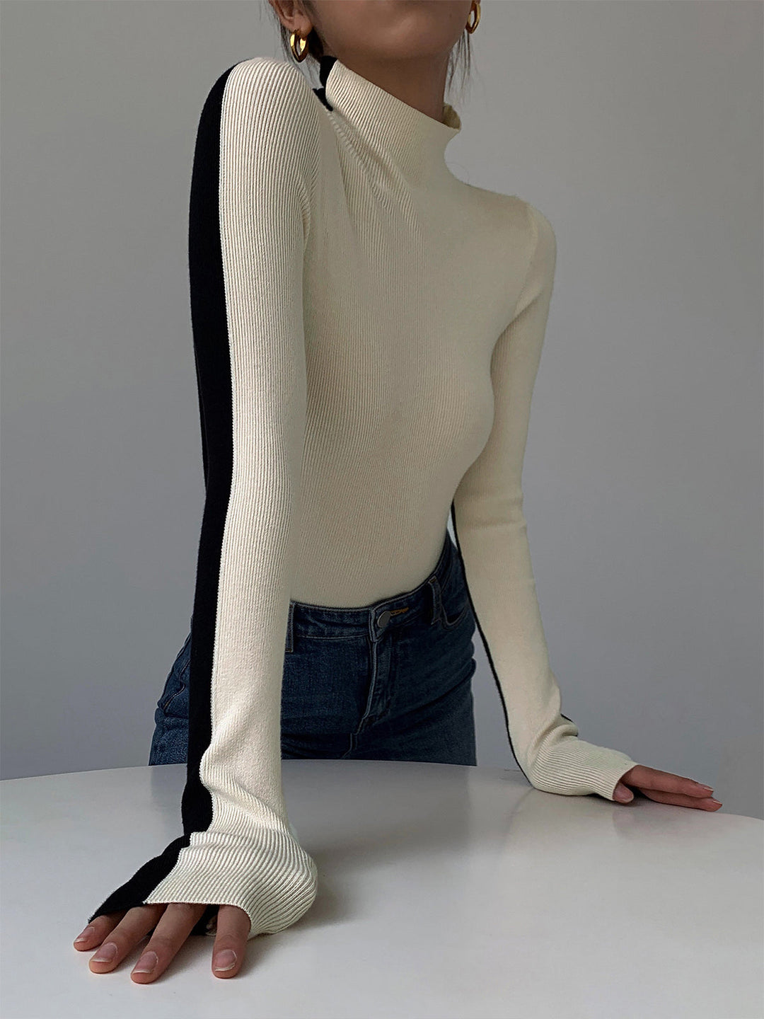 Haut en Tricot à Manches Longues Double Face – Confortable et Élégant, Ajustement Régulier, Disponible en Tailles XS à XL-5