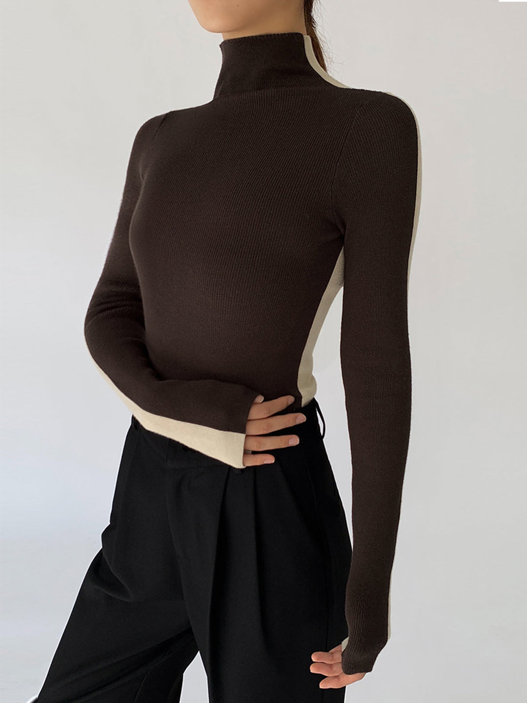 Variant image for Haut en Tricot à Manches Longues Double Face – Confortable et Élégant, Ajustement Régulier, Disponible en Tailles XS à XL-11