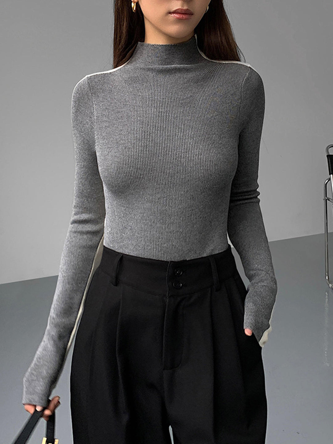 Variant image for Haut en Tricot à Manches Longues Double Face – Confortable et Élégant, Ajustement Régulier, Disponible en Tailles XS à XL-6