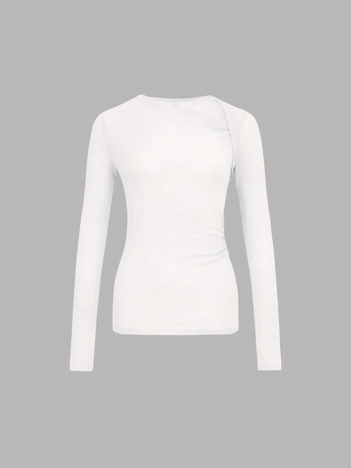 Variant image for Chemise Asymétrique à Manches Longues en Tricot Doux – Confort et Élégance, Tailles XS à XL-16
