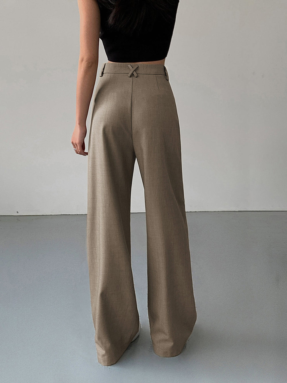 Pantalon Femme Large en Polyester Élastique - Confortable et Élégant, Taille Moyenne, Longueur Idéale-2