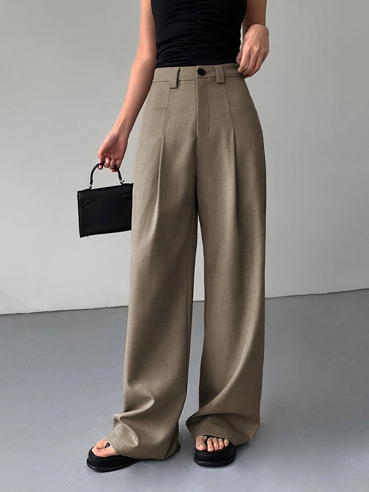 Pantalon Femme Large en Polyester Élastique - Confortable et Élégant, Taille Moyenne, Longueur Idéale-1