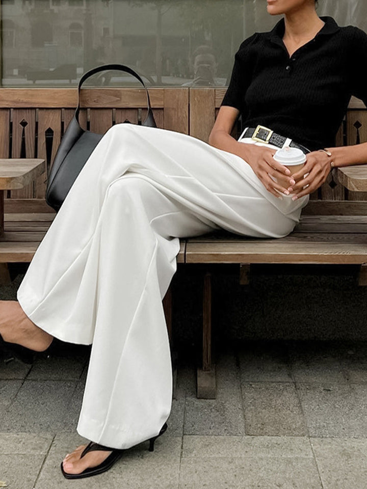 Pantalon Fluide Femme à Jambe Large en Polyester et Rayonne – Confort Élégant, Idéal pour Look Décontracté-3