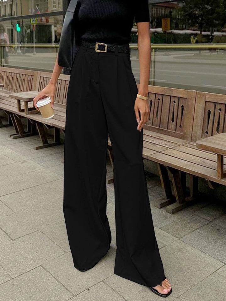 Pantalon Fluide Femme à Jambe Large en Polyester et Rayonne – Confort Élégant, Idéal pour Look Décontracté-5