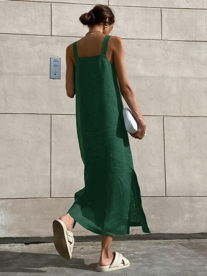 Robe Longue Femme Minimaliste en Coton 100% Sans Manches – Robe Blanche Longue Été Ajustement Shift-4