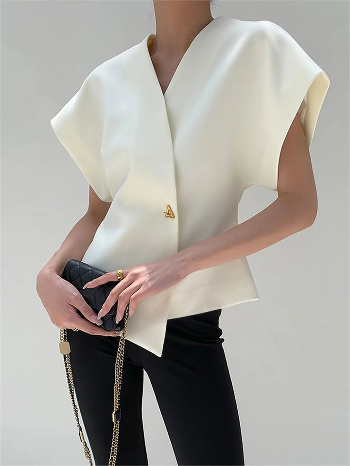 Robe Femme Élégante à Col en V en Polyester avec Manches Courtes – Parfaite pour Soirées et Occasions Spéciales-1