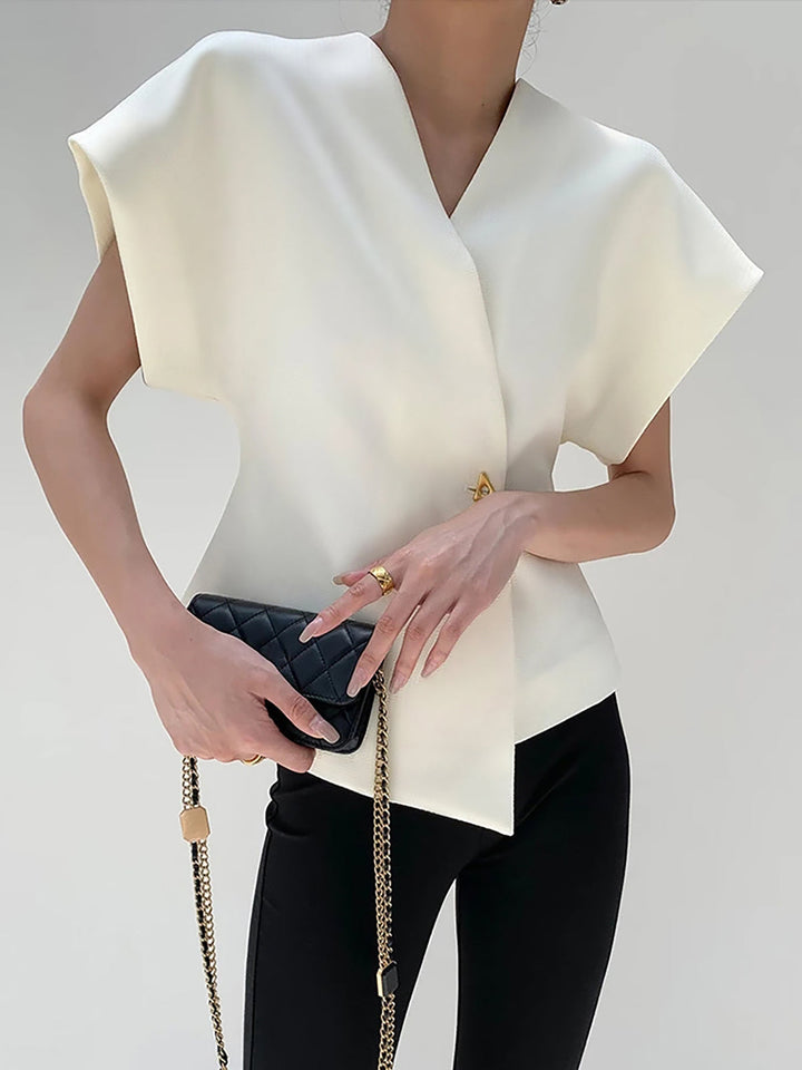 Robe Femme Élégante à Col en V en Polyester avec Manches Courtes – Parfaite pour Soirées et Occasions Spéciales-3