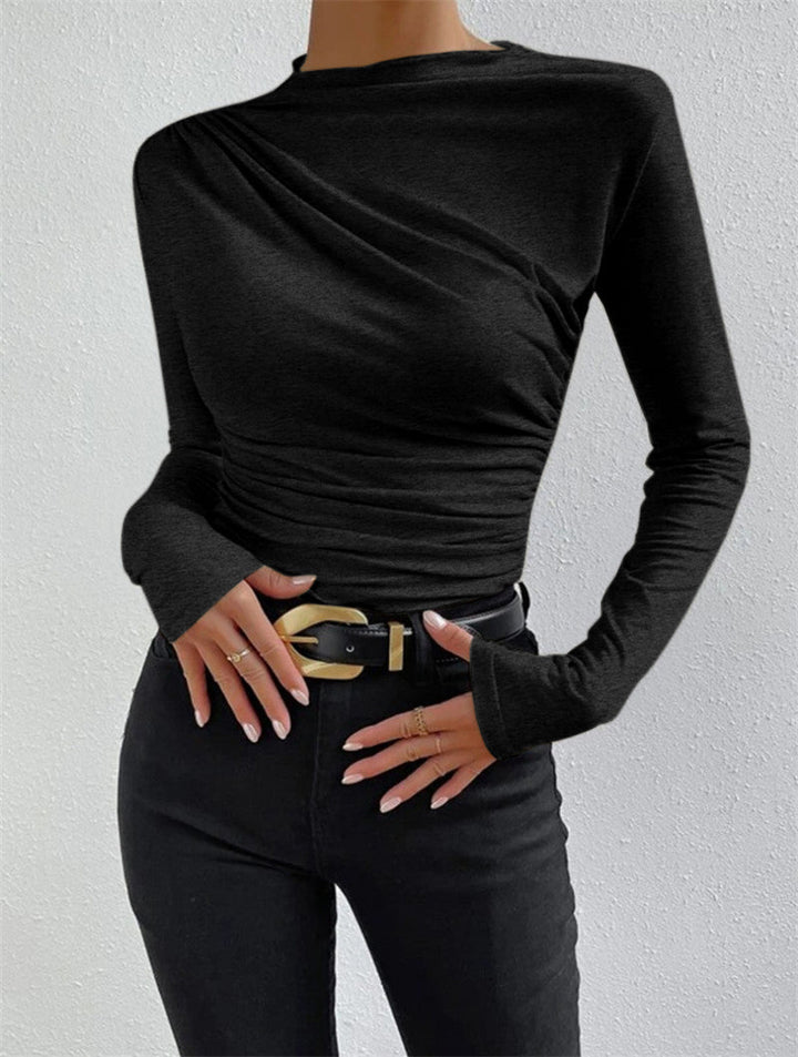 Variant image for Chemise Femme à Manches Longues en Polyester avec Design Plissé – Élégance et Confort pour Toutes Occasions-6