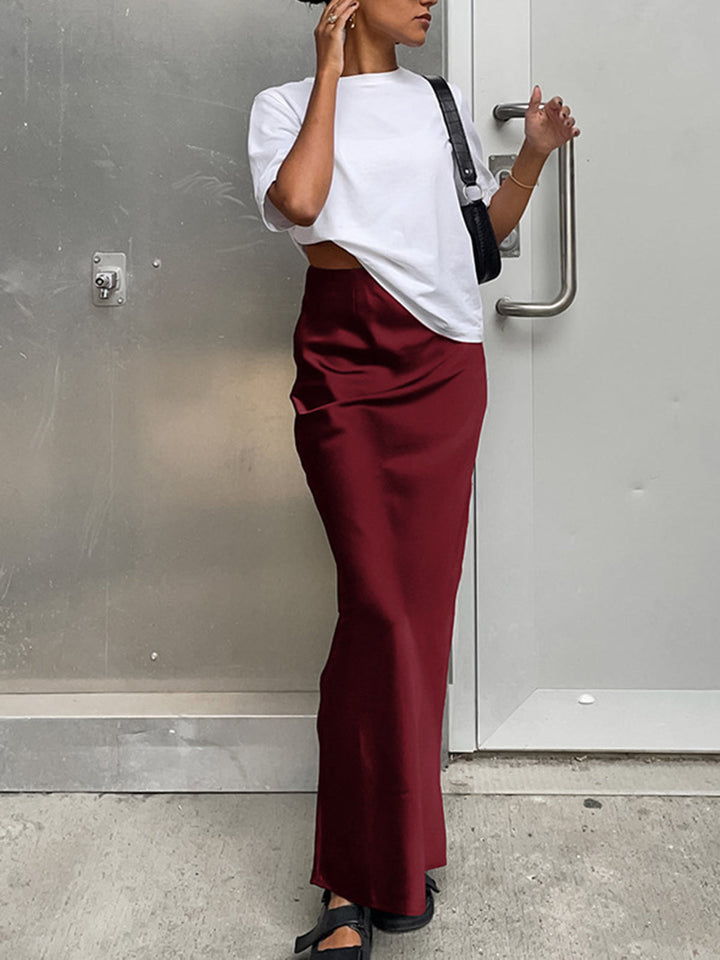 Variant image for Jupe Maxi Longue en Satin Élastique pour Femme – Confort et Élégance, Ajustement Régulier, Plusieurs Tailles Disponibles-16
