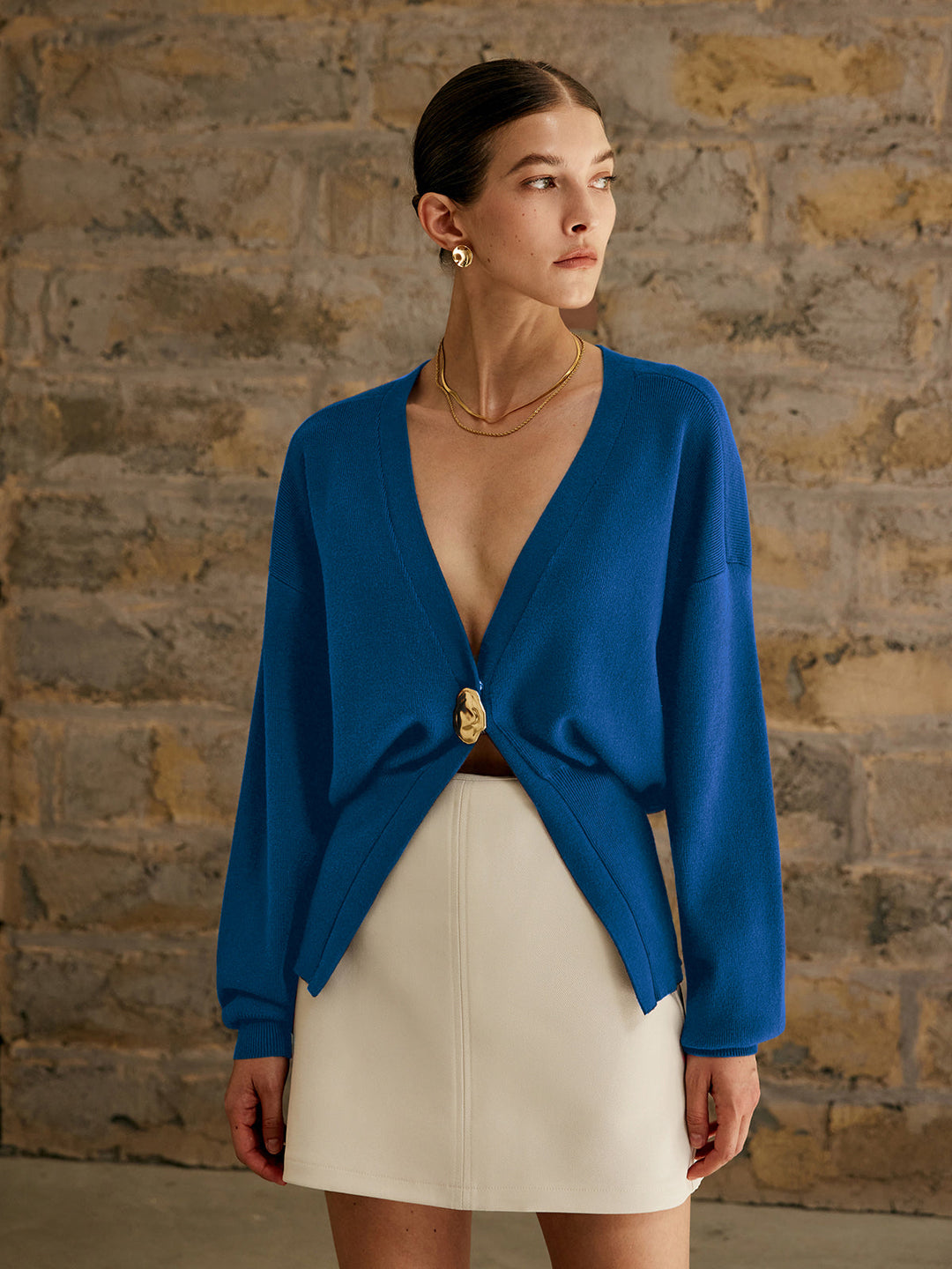 Variant image for Cardigan Femme à Boutons Dorés en Tricot Élastique – Confort et Élégance, Plusieurs Tailles Disponibles-26