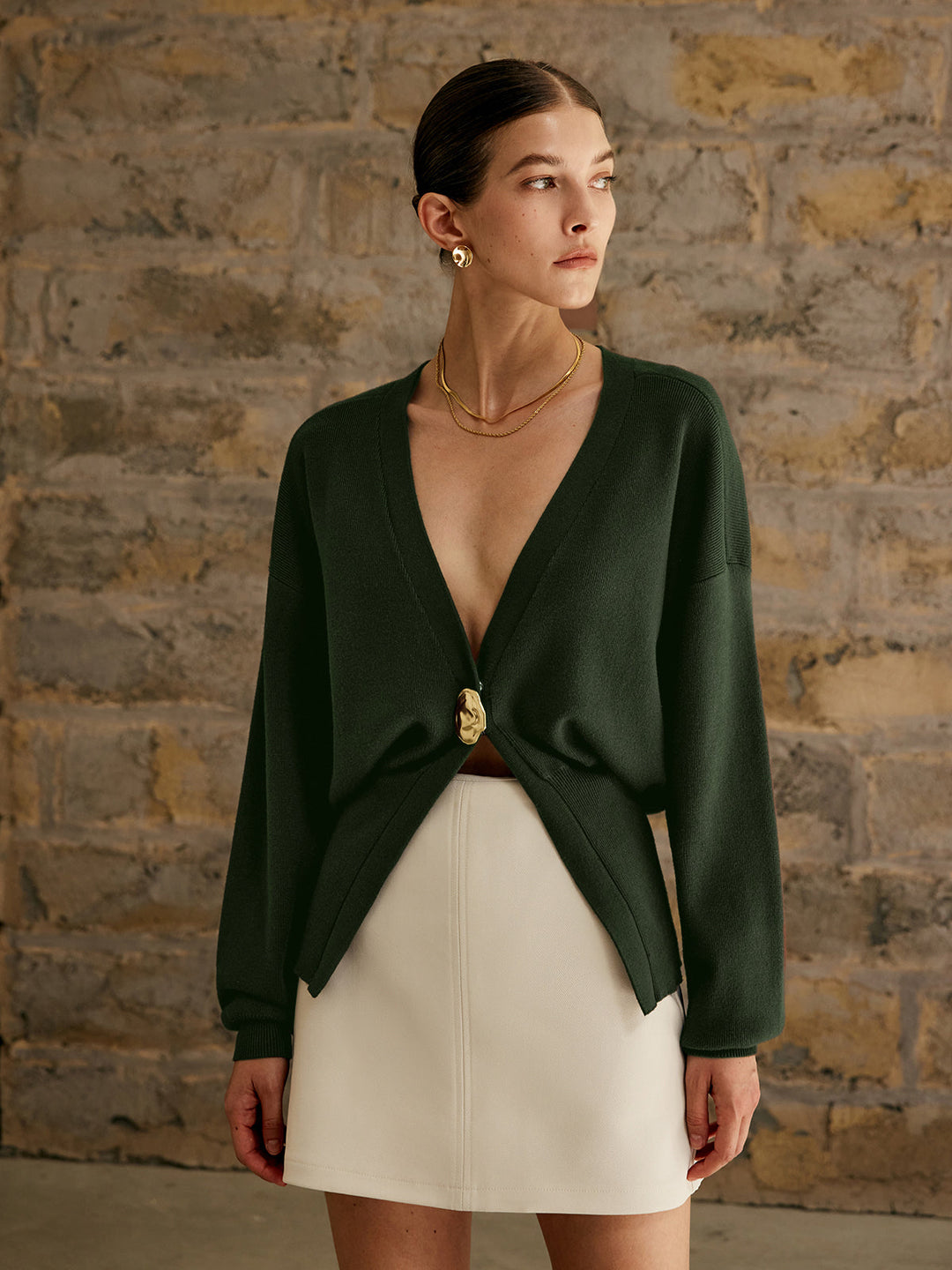 Variant image for Cardigan Femme à Boutons Dorés en Tricot Élastique – Confort et Élégance, Plusieurs Tailles Disponibles-31
