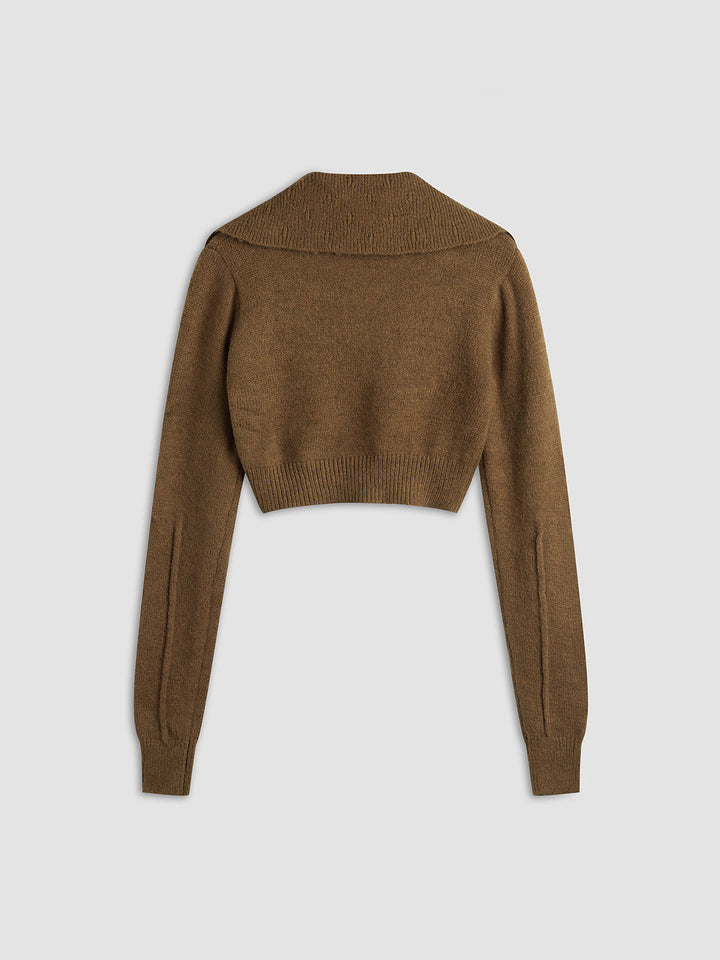 Cardigan Écourté Femme en Acrylique – Confortable et Chaud avec Col Élégant, Idéal pour les Journées Fraîches-4