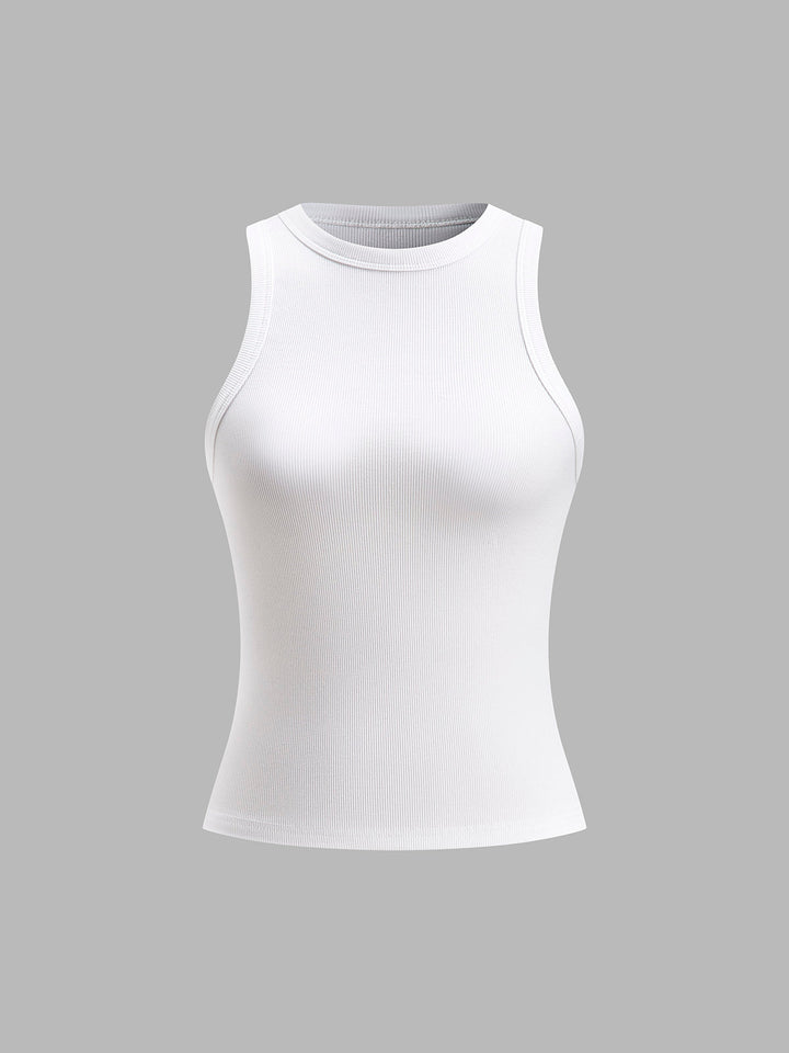 Débardeur Crop Femme en Coton et Polyester, Décolleté Équipage, Disponible en Blanc et Noir, Confortable et Élégant-3
