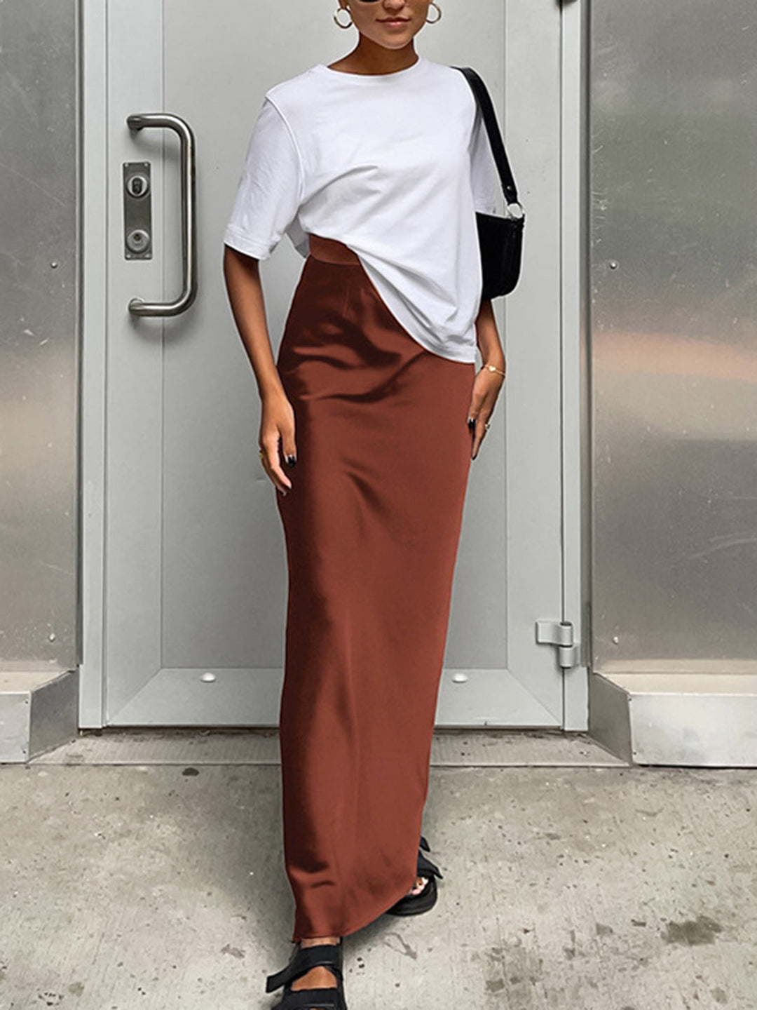 Variant image for Jupe Maxi Longue en Satin Élastique pour Femme – Confort et Élégance, Ajustement Régulier, Plusieurs Tailles Disponibles-21
