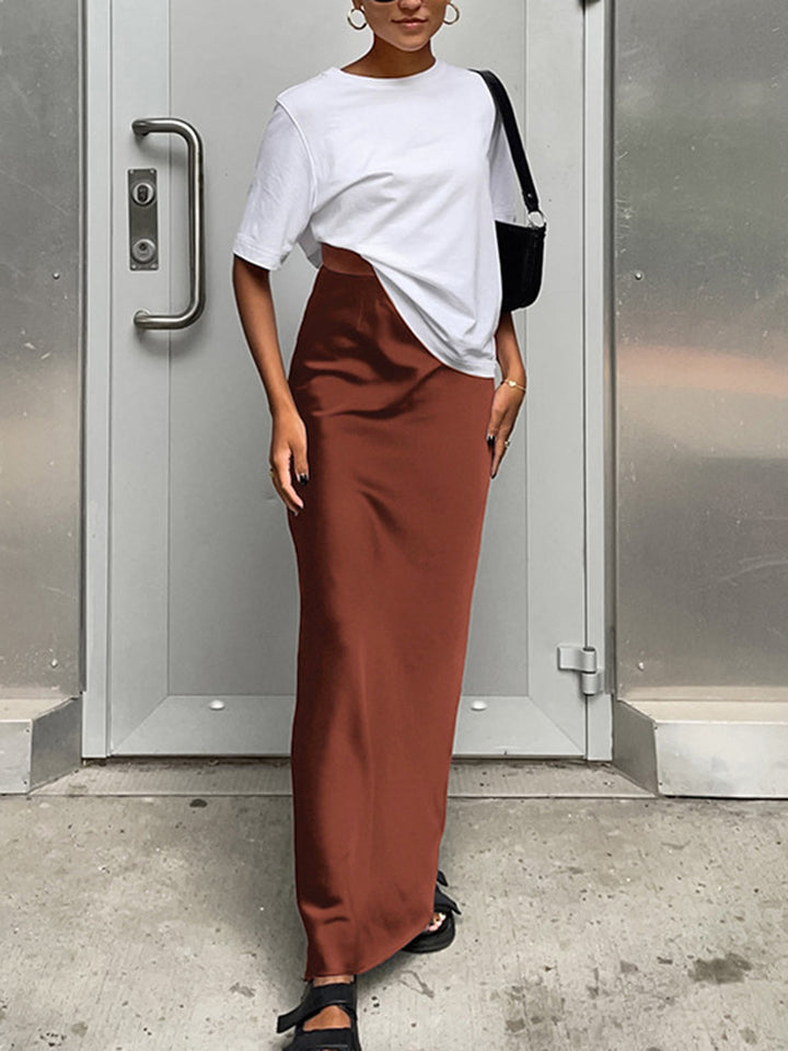 Variant image for Jupe Maxi Longue en Satin Élastique pour Femme – Confort et Élégance, Ajustement Régulier, Plusieurs Tailles Disponibles-21
