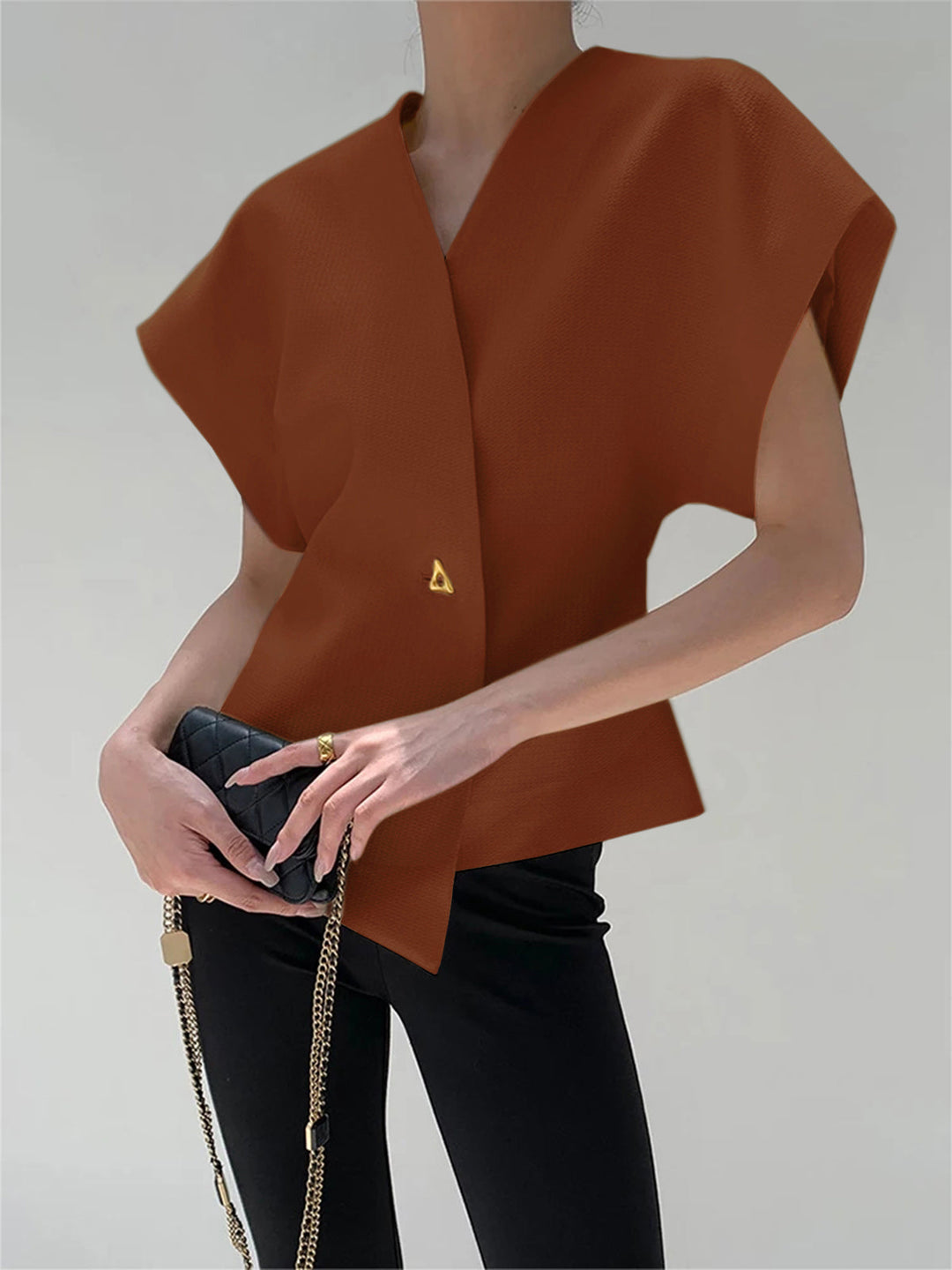 Variant image for Robe Femme Élégante à Col en V en Polyester avec Manches Courtes – Parfaite pour Soirées et Occasions Spéciales-16