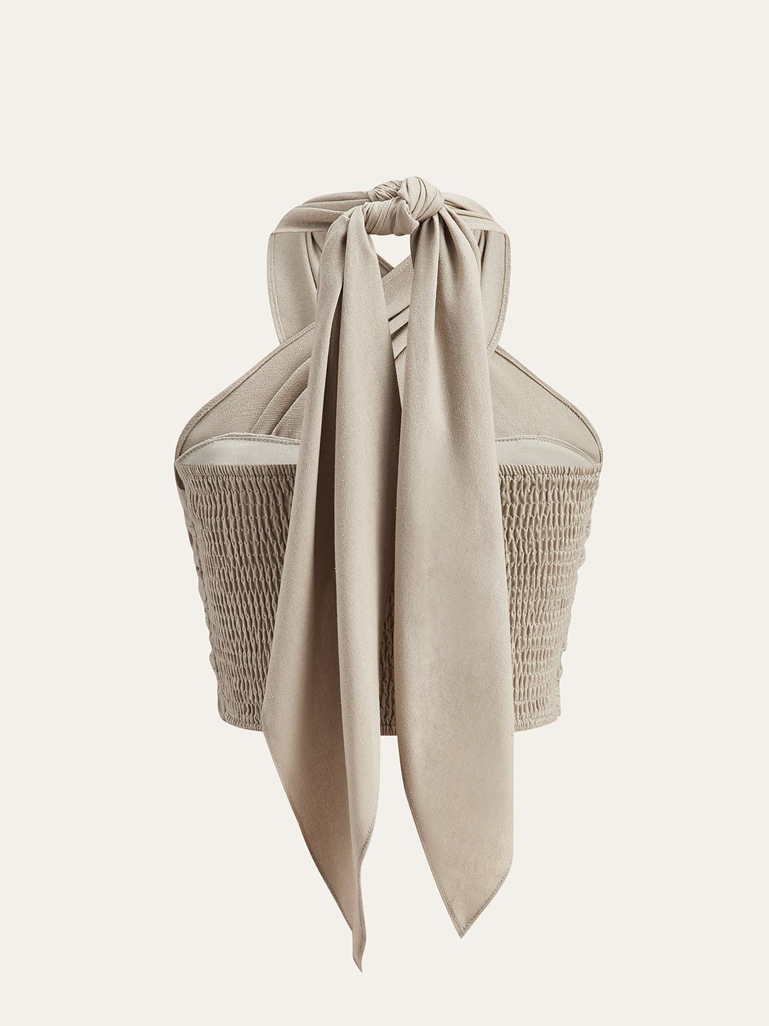 Haut Femme Halter en Lin et Coton Blanc – Design Croisé, Confortable et Élégant-4
