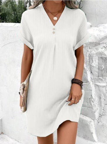 Variant image for Robe Femme Élégante à Col en V – Mini-Robe Décontractée en Polyester pour Printemps-19