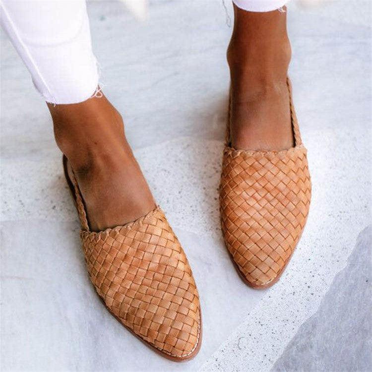 Ballerines Femme Confortables en Cuir Tressé – Ballerine Blanche Élégante et Polyvalente 1