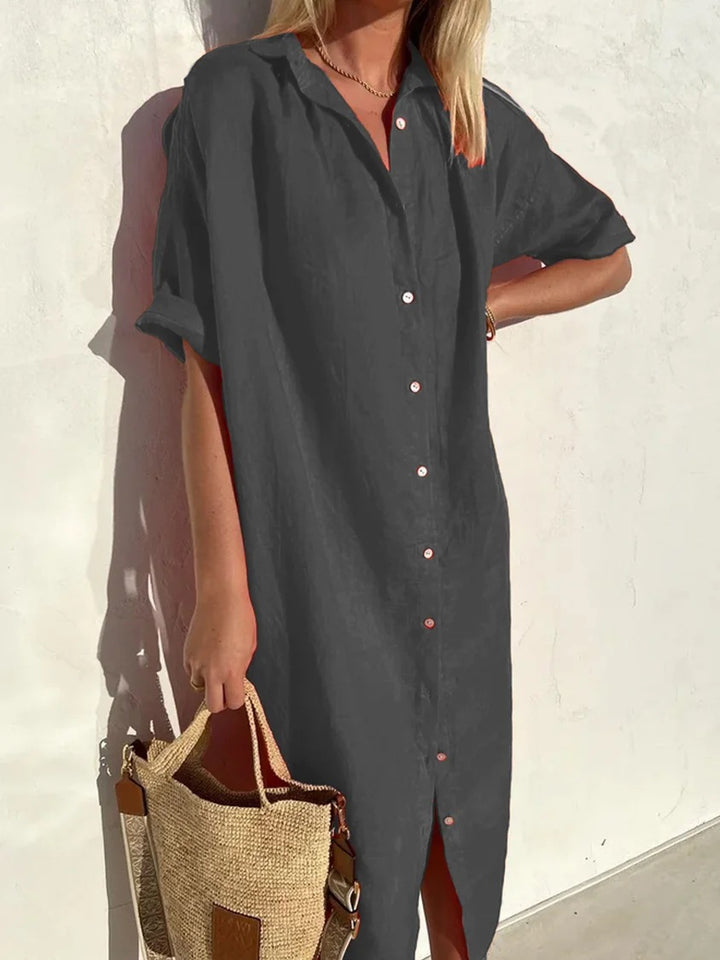 Robe Midi Femme – Style Décontracté à Manches Courtes, Parfaite pour le Printemps