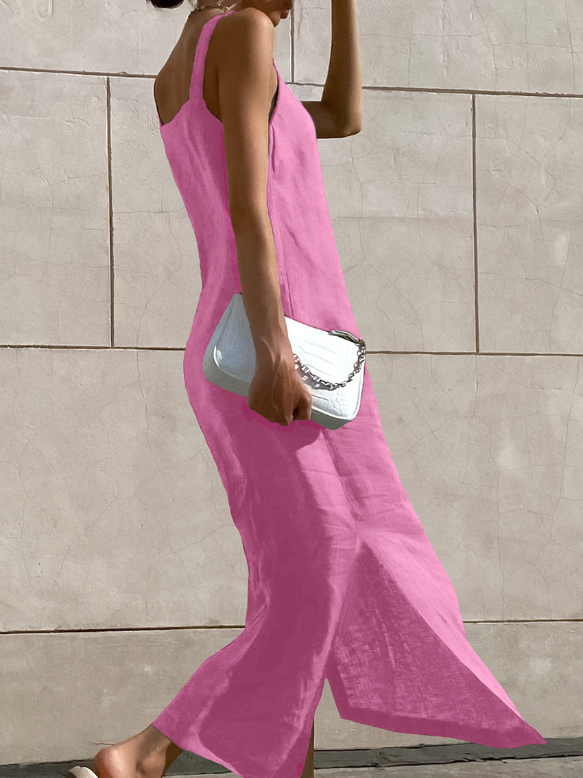 Robe Longue Femme Minimaliste – Sans Manches, Style Shift