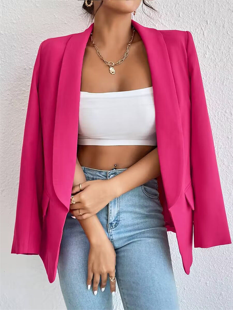 Blazer Élégant Femme en Polyester et Viscose – Confortable, Chic et Polyvalent, Disponible en Noir, Bleu, Beige 1