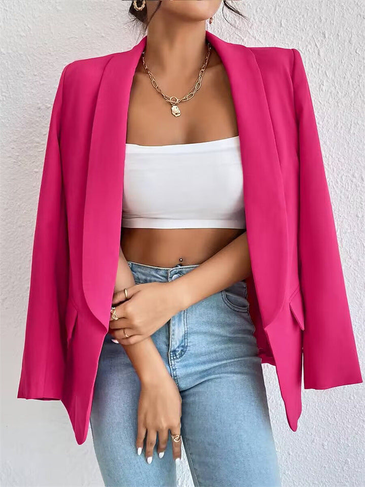 Blazer Élégant Femme en Polyester et Viscose – Confortable, Chic et Polyvalent, Disponible en Noir, Bleu, Beige 1