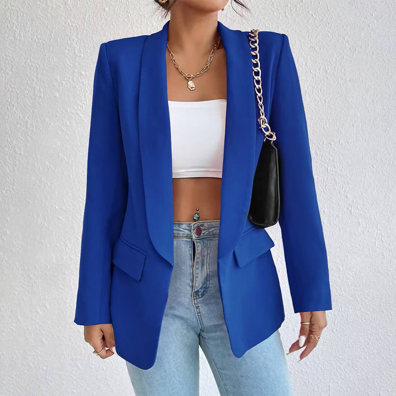 Blazer Élégant Femme en Polyester et Viscose – Confortable, Chic et Polyvalent, Disponible en Noir, Bleu, Beige 6