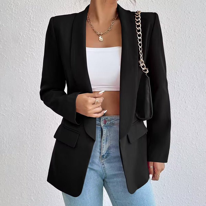 Blazer Élégant Femme en Polyester et Viscose – Confortable, Chic et Polyvalent, Disponible en Noir, Bleu, Beige 8