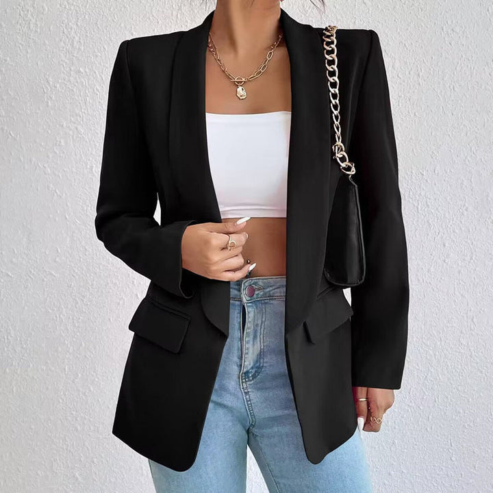 Blazer Élégant Femme en Polyester et Viscose – Confortable, Chic et Polyvalent, Disponible en Noir, Bleu, Beige 8