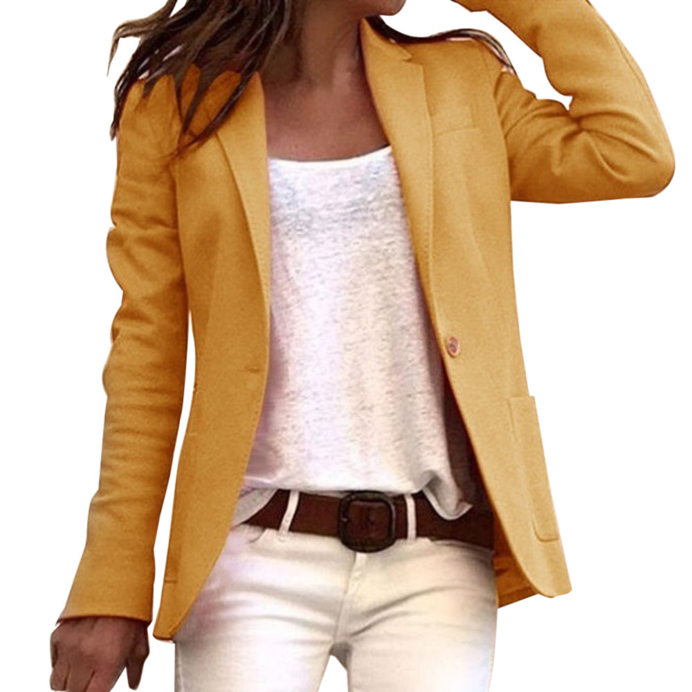 Blazer Femme Slim Estival à Manches Longues Col Classique – Blazer Noir Femme Élégant pour Bureau et Événements Formels 4