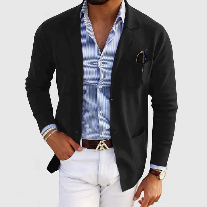 Blazer Homme Élégant en Tissu de Qualité - Veste Blazer Noir Sport Chic, Coupe Ajustée, Confort et Style 3