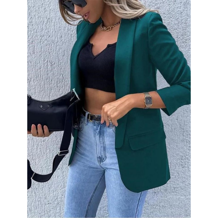 Blazer Long Femme Élégant Noir pour Bureau – Confort Optimal et Style Professionnel 2
