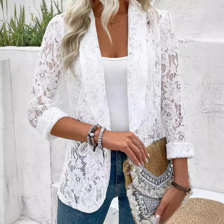 Blazer Noir Femme en Dentelle Élégante – Coupe Parfaite et Léger pour Occasions Spéciales 4