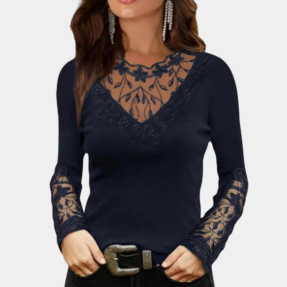 Blouse Femme Élégante en Dentelle, Confortable et Polyvalente - Tailles S à 3XL, Idéale Printemps et Été 0