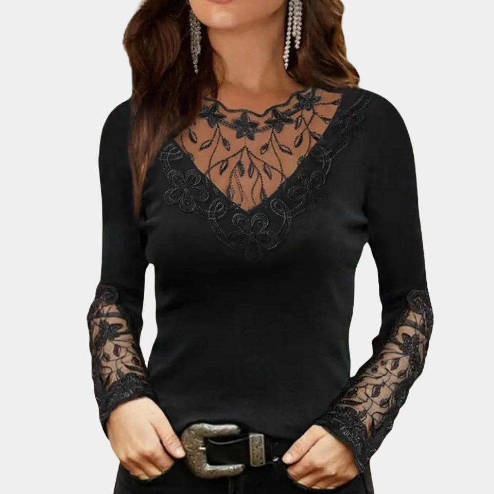 Blouse Femme Élégante en Dentelle, Confortable et Polyvalente - Tailles S à 3XL, Idéale Printemps et Été 1