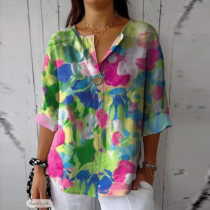 Blouse Print Floral de Printemps en Tissu Doux avec Col Classique 3