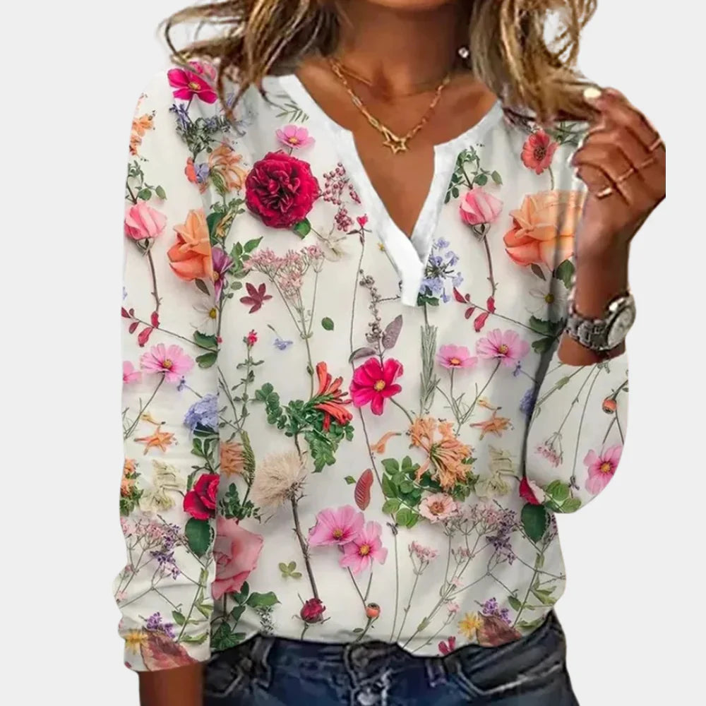 Chemisier Floral Aéré pour Femmes en Tissu Doux et Respirant – Style Décontracté, Disponible en S à XL-2