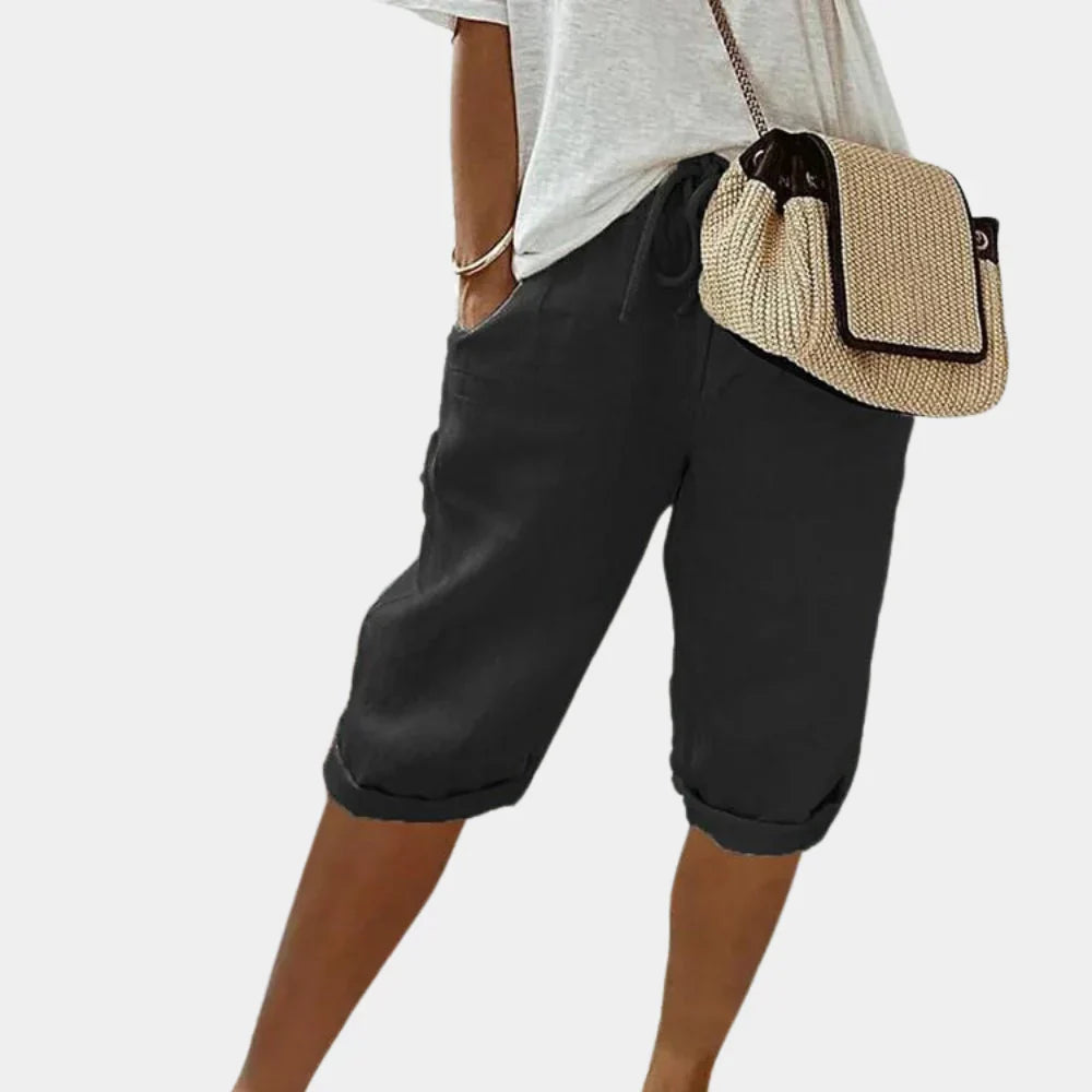 Short de Bain Femme en Lin Aéré - Confort Optimal et Ajustement Parfait pour Jours Chauds-4