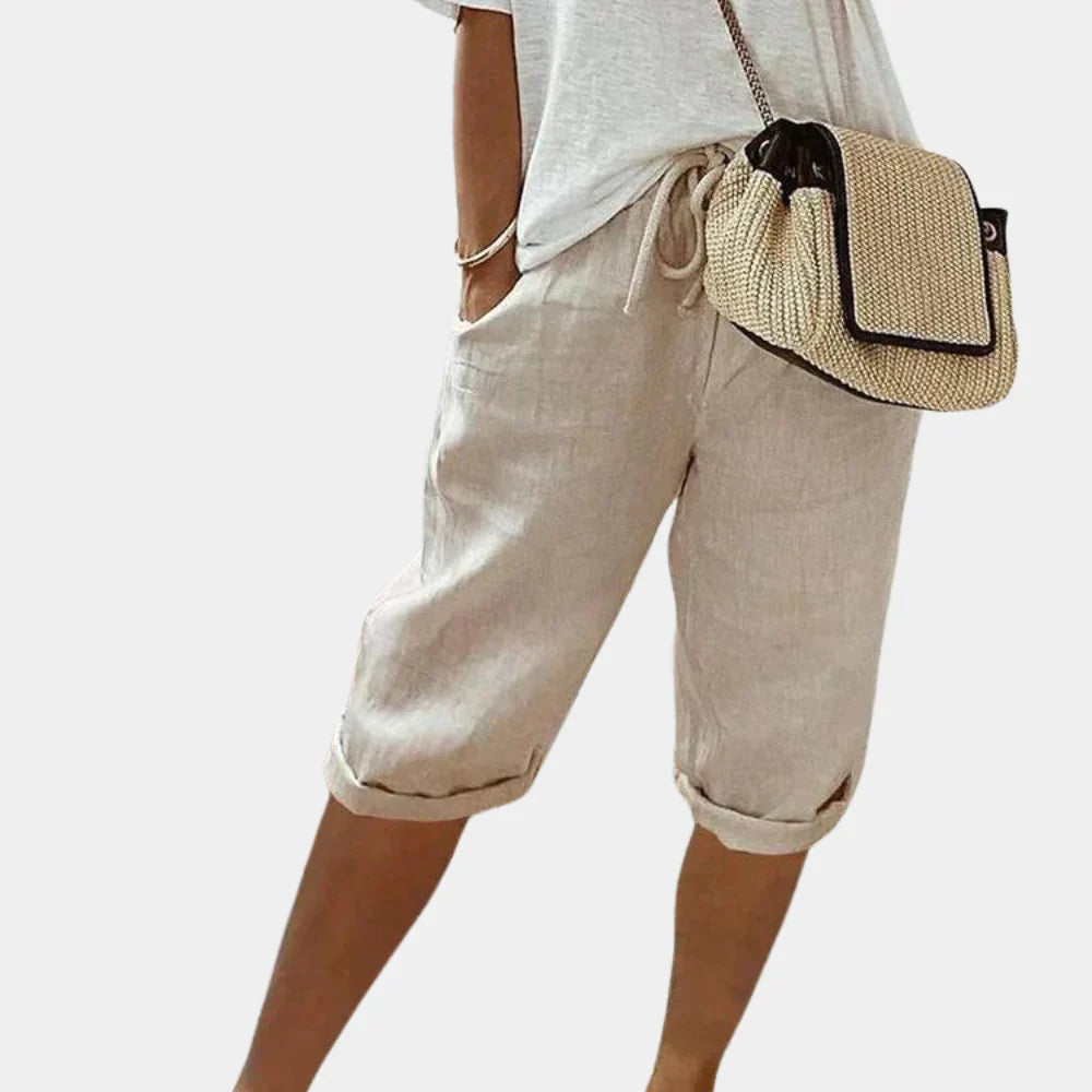 Short de Bain Femme en Lin Aéré - Confort Optimal et Ajustement Parfait pour Jours Chauds-3