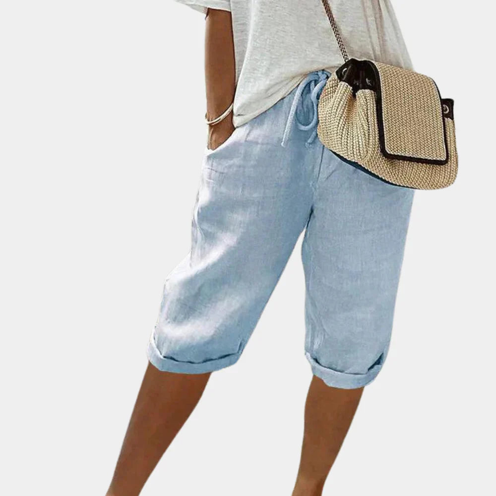 Short de Bain Femme en Lin Aéré - Confort Optimal et Ajustement Parfait pour Jours Chauds-1