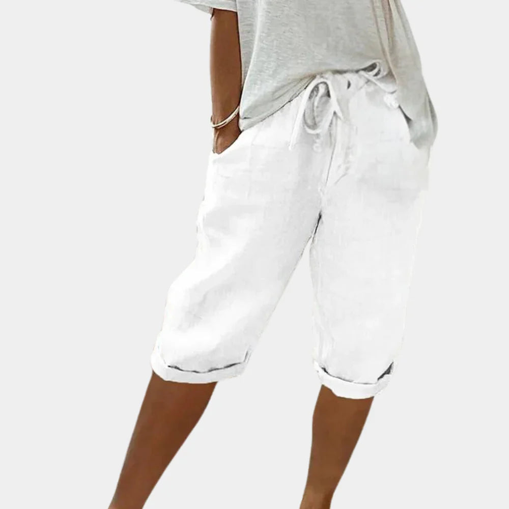 Short de Bain Femme en Lin Aéré - Confort Optimal et Ajustement Parfait pour Jours Chauds-2